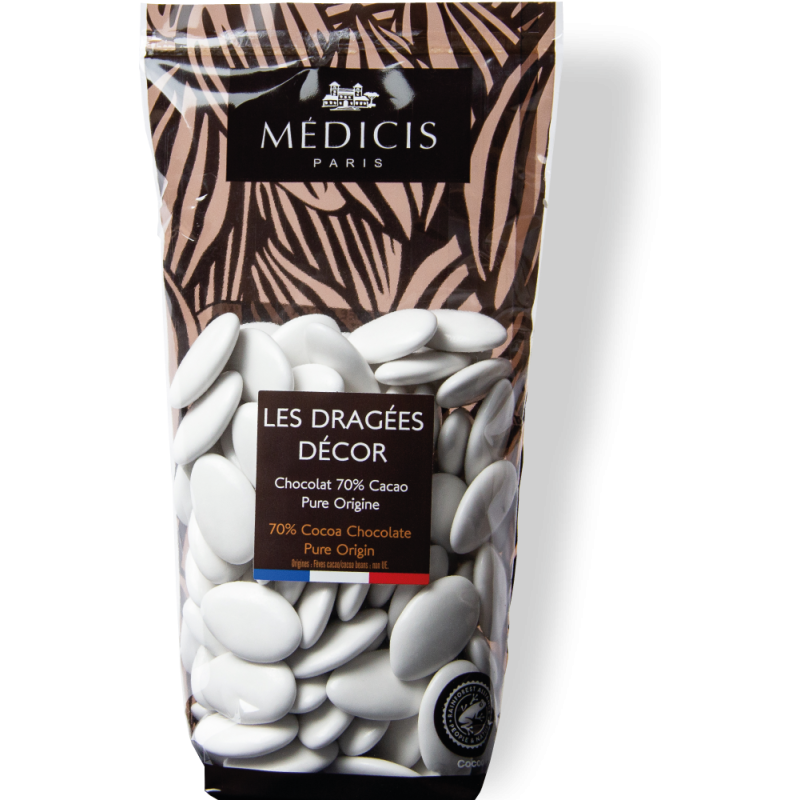250g Dragées Décor Blanc Brillant