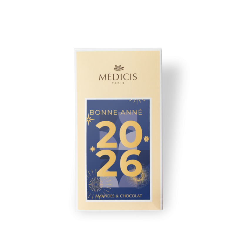 Boite Message 170g Bonne Année bleu - Médicis Paris - Chocolats fabriqués en France