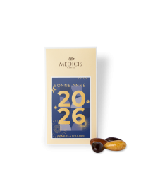 Boite Message 170g Bonne Année bleu - Médicis Paris - Chocolats fabriqués en France