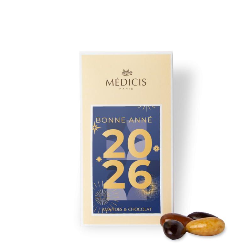 Boite Message 170g Bonne Année bleu - Médicis Paris - Chocolats fabriqués en France