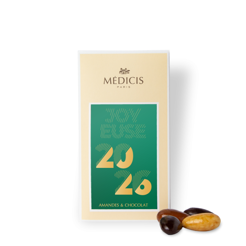 Boite Message 170g Bonne Année vert - Médicis Paris - Chocolats fabriqués en France