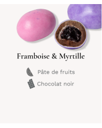 Oeuf coque pâtes de fruits assorties, enrobé de chocolat noir. - Médicis Paris - Chocolats fabriqués en France