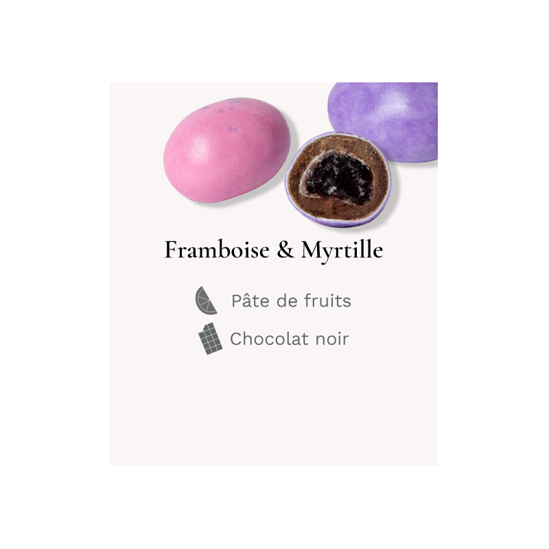 Oeuf coque pâtes de fruits assorties, enrobé de chocolat noir. - Médicis Paris - Chocolats fabriqués en France