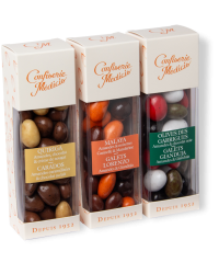 Etui Duo Olives des Garrigues et Galets Gianduja 140g - Médicis Paris - Chocolats fabriqués en France