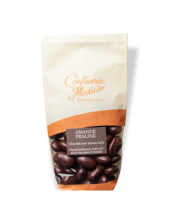 Amande Praliné chocolat noir 150gg - Médicis Paris - Chocolats fabriqués en France