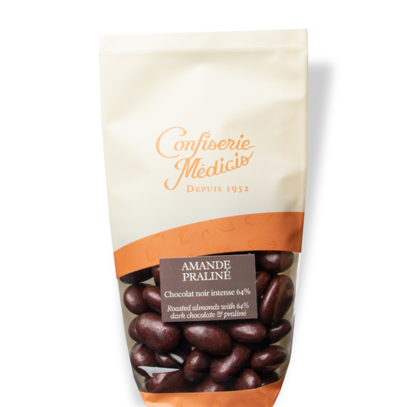 Amande Praliné chocolat noir 150gg - Médicis Paris - Chocolats fabriqués en France