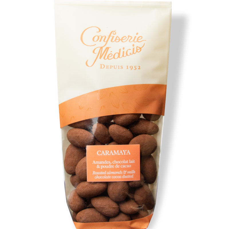 Amandes grillées et chocolat lait truffé cacao - Médicis Paris - Chocolats fabriqués en France