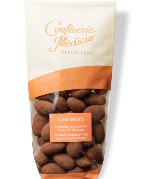 Amandes grillées et chocolat lait truffé cacao - Médicis Paris - Chocolats fabriqués en France