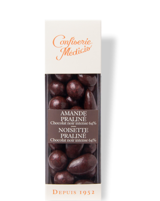 Etui duo Accords Parfaits 125g - Assortiment d'amandes & noisettes torréfiées enrobées de praliné chocolat noir. - Médicis Paris